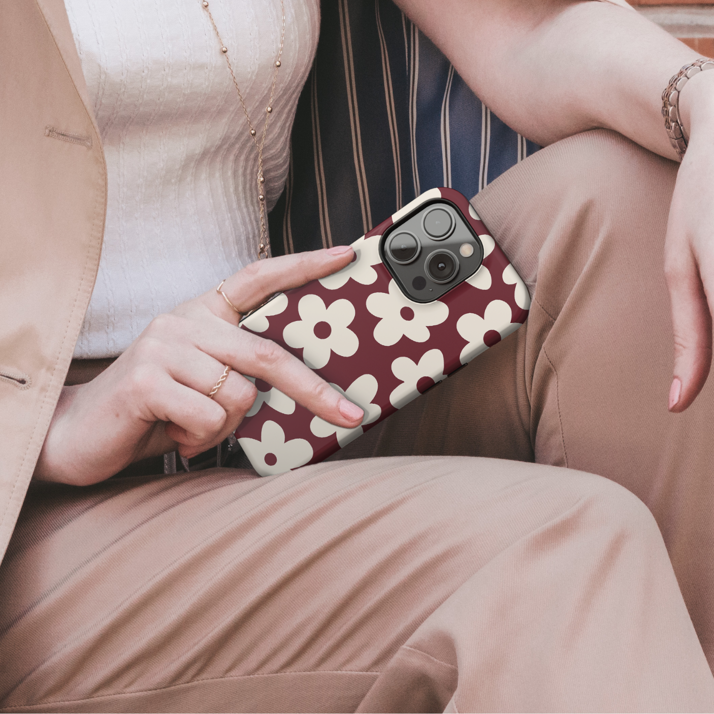 Black Cherry Big Blooms iPhone Case