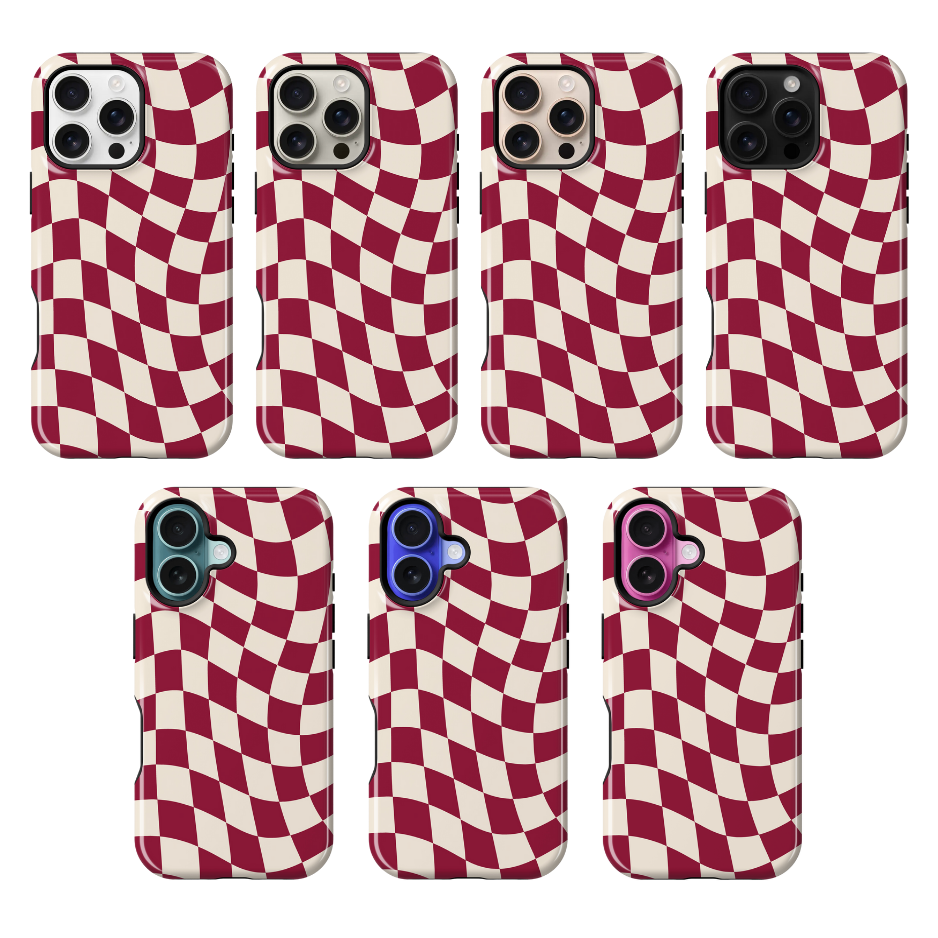 Black Cherry Wavy Checkers II Phone Case