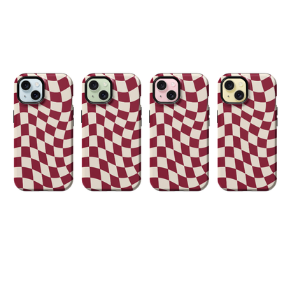 Black Cherry Wavy Checkers II Phone Case