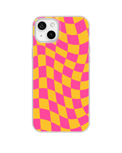 Pink Lemonade Wavy Checkers Clear Case Insert