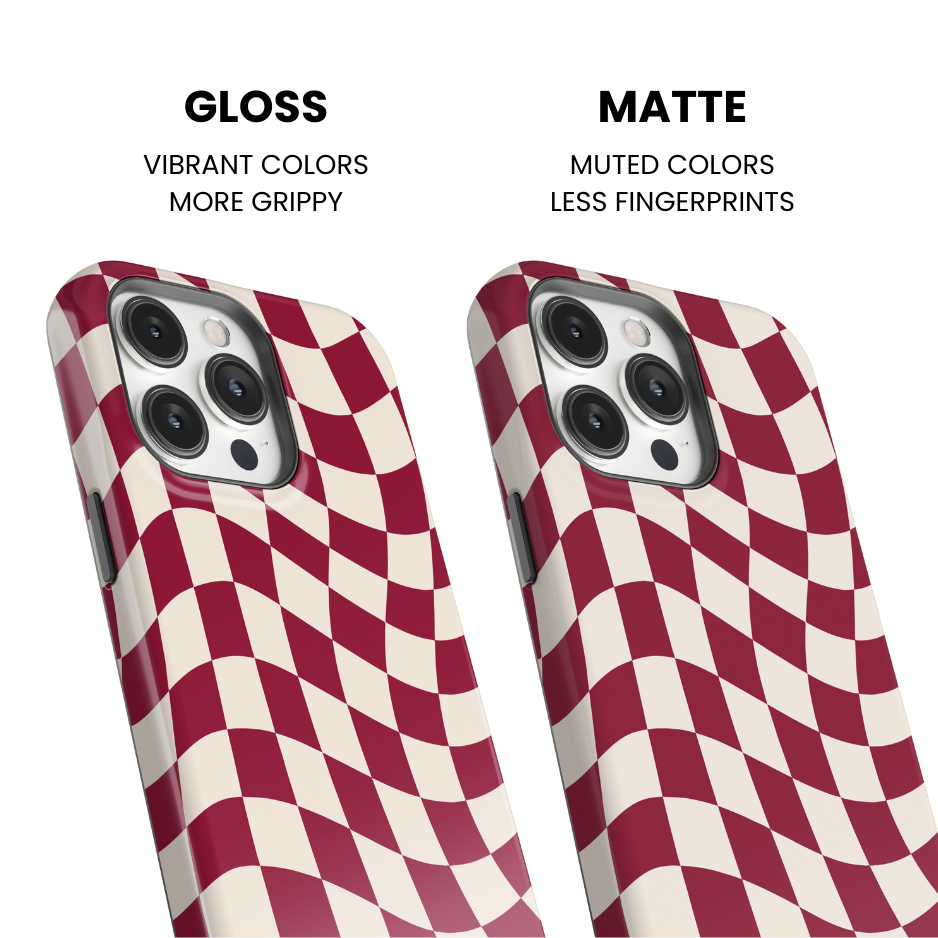 Black Cherry Wavy Checkers II Phone Case