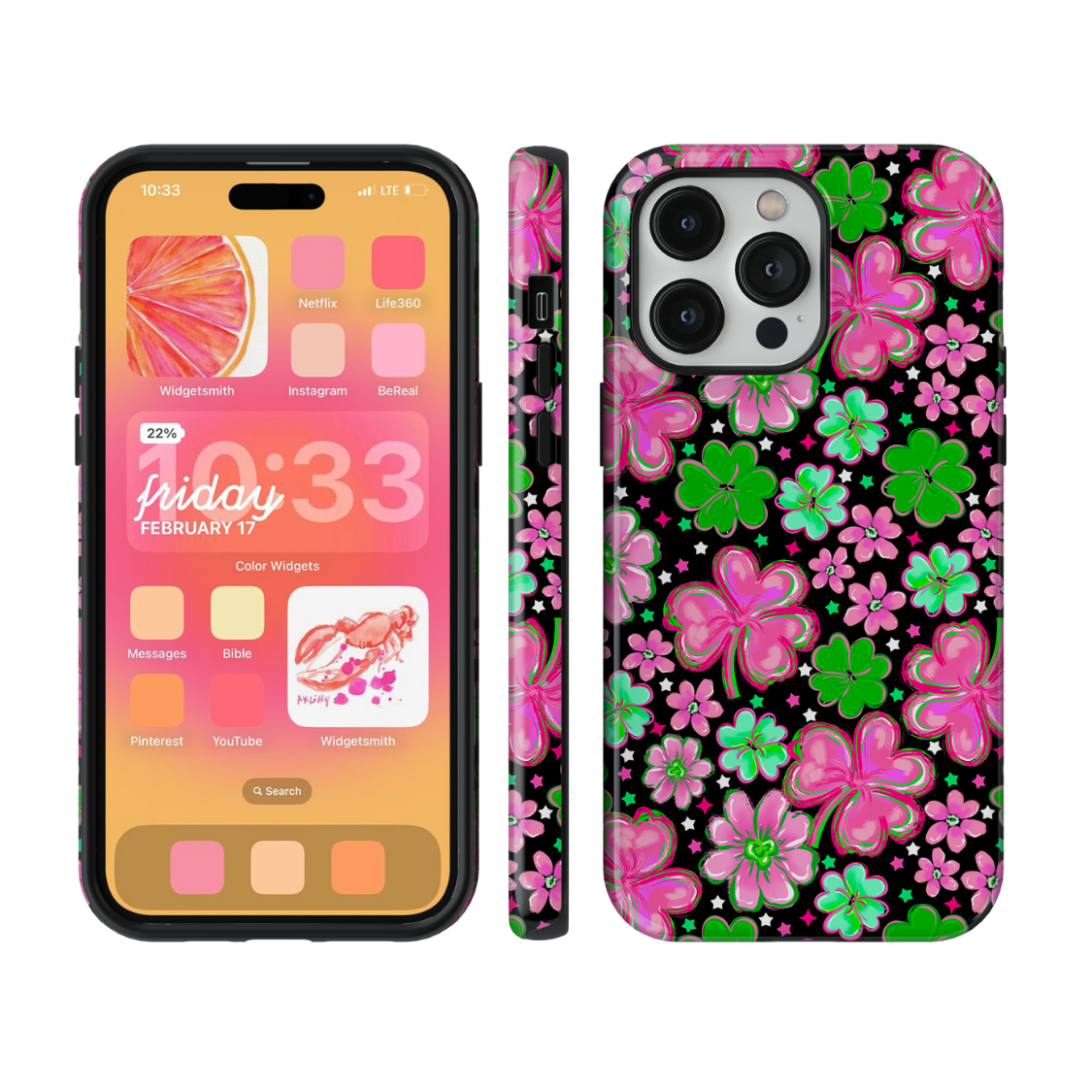 Black Four-Leaf Frenzy Phone Case