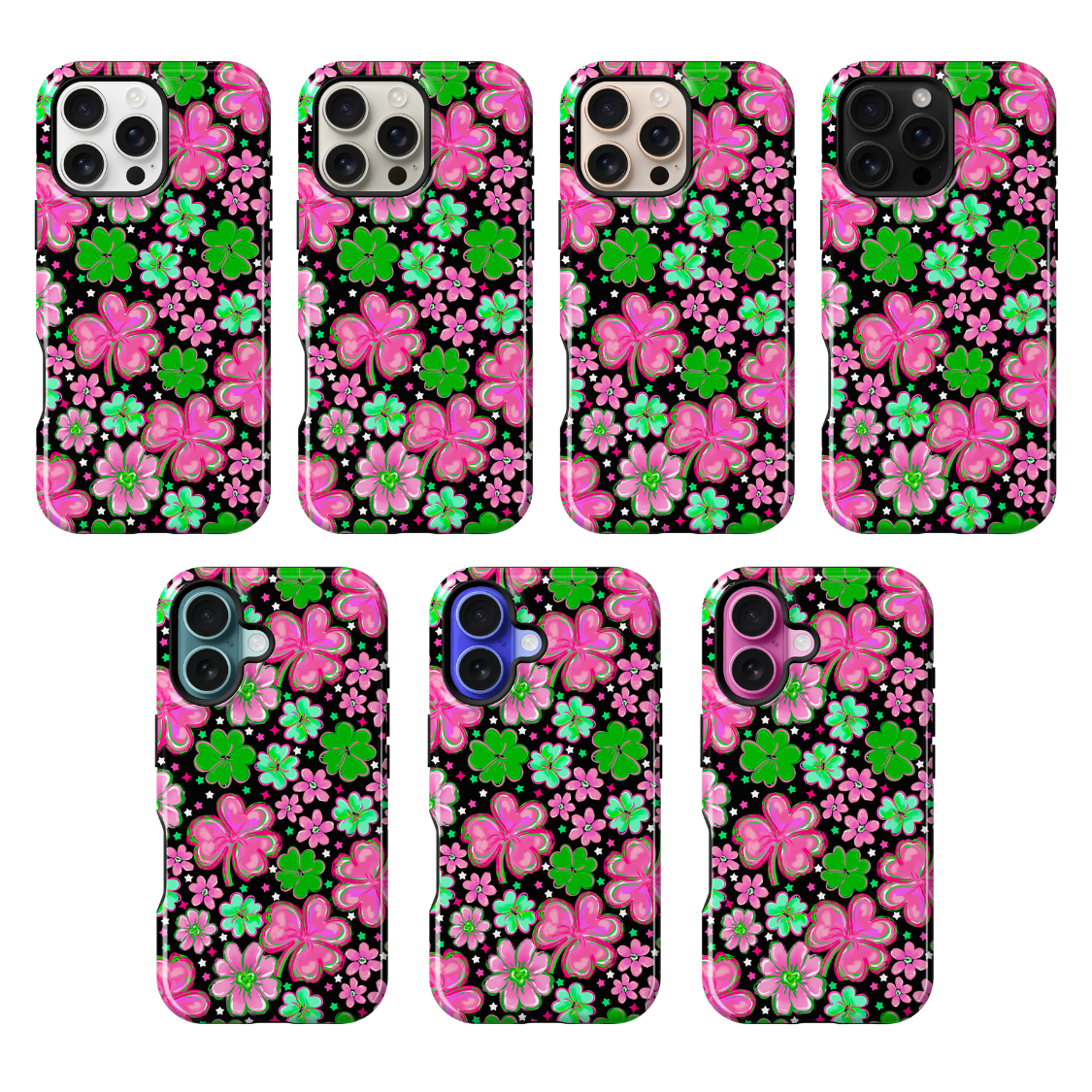 Black Four-Leaf Frenzy Phone Case