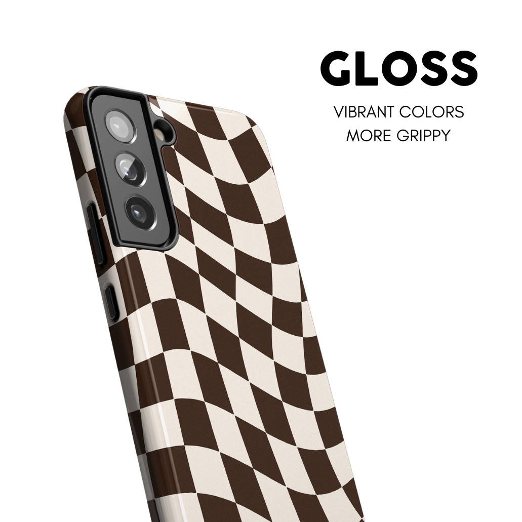 Espresso Wavy Checkers II Galaxy Case