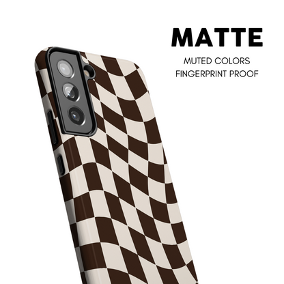 Espresso Wavy Checkers II Galaxy Case