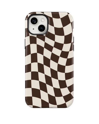 Espresso Wavy Checkers II Phone Case