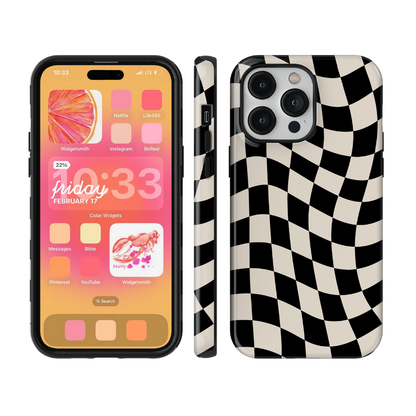 Onyx Wavy Checkers II Phone Case