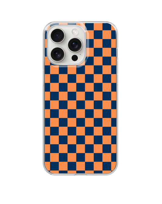 Navy Blue & Orange Team Spirit Checkered Clear Case Insert