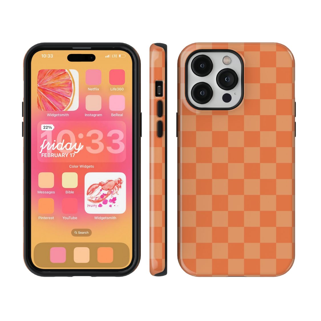 Tangerine Checkers Phone Case