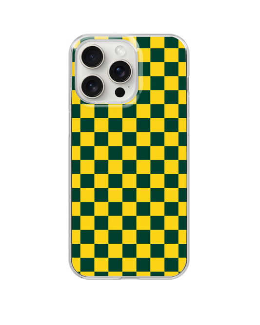 Dark Green & Yellow Team Spirit Checkered Clear Case Insert