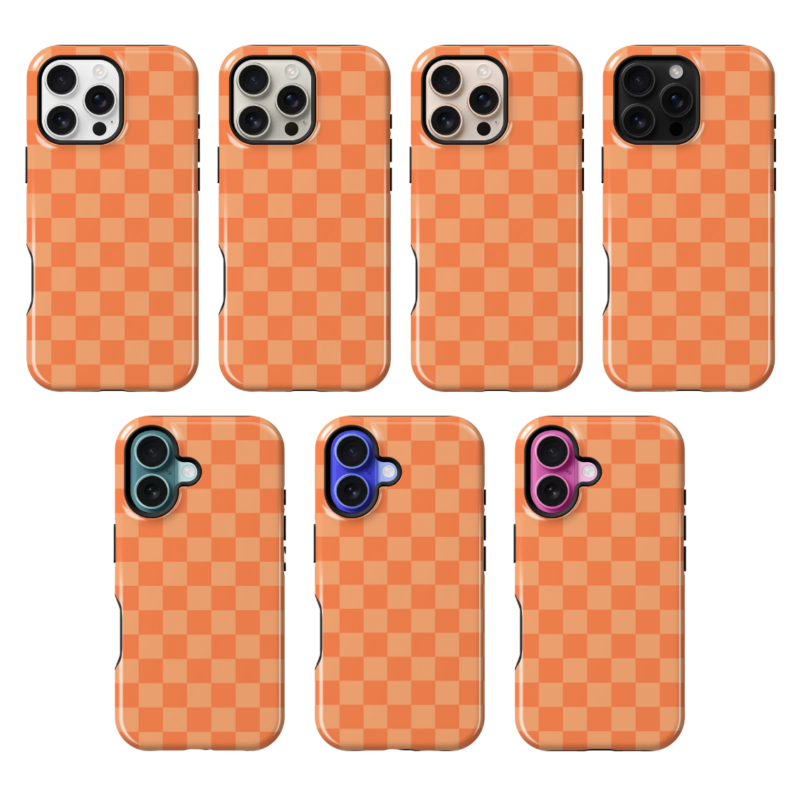 Tangerine Checkers Phone Case