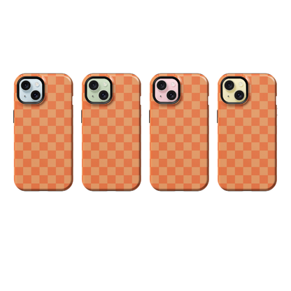 Tangerine Checkers Phone Case