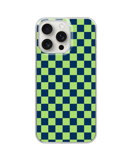 Green & Navy Blue Team Spirit Checkered Clear Case Insert