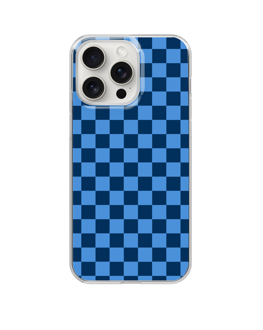 Navy Blue & Light Blue Team Spirit Checkered Clear Case Insert