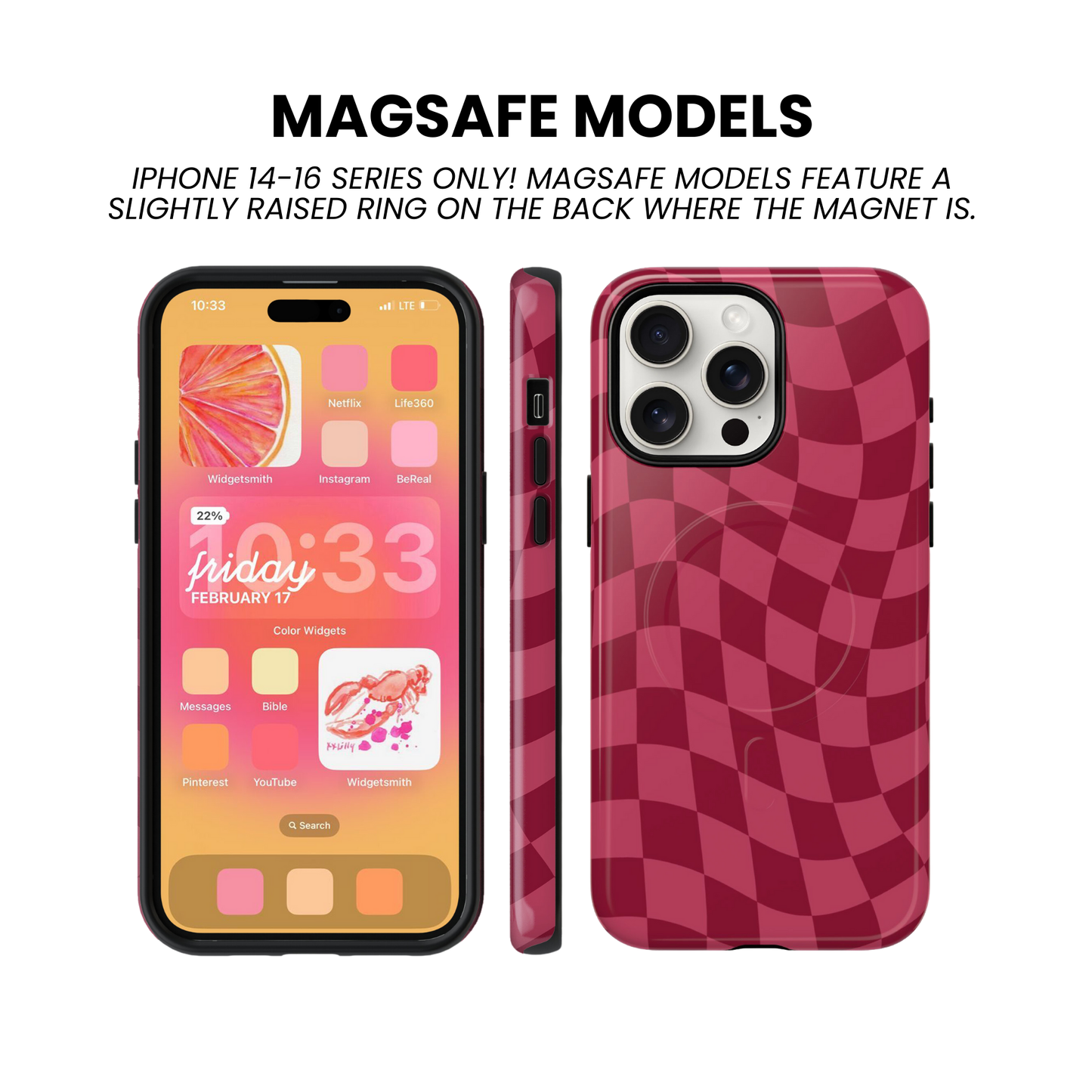 Black Cherry Wavy Checkers Phone Case