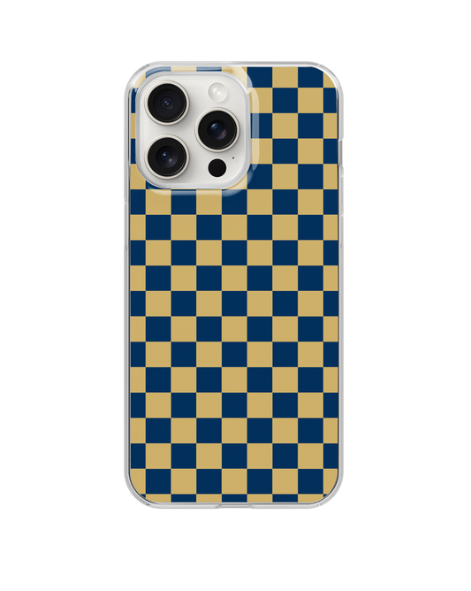 Navy Blue & Gold Team Spirit Checkered Clear Case Insert