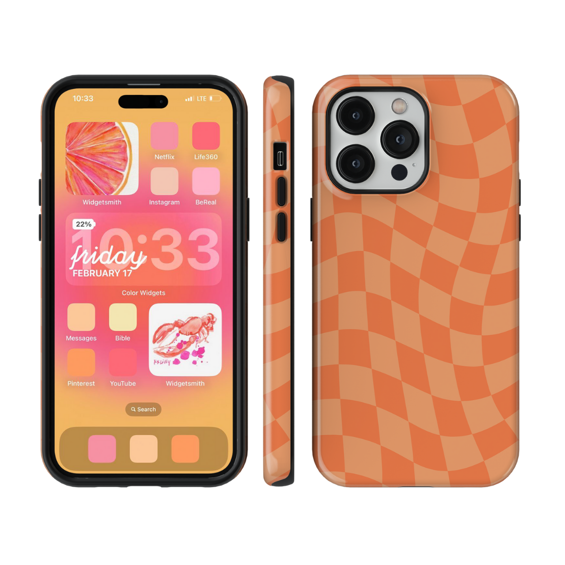 Tangerine Wavy Checkers Phone Case