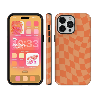 Tangerine Wavy Checkers Phone Case