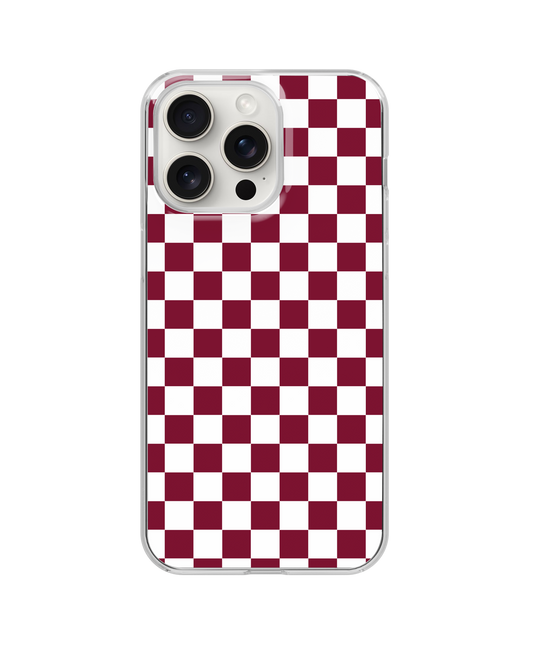 Maroon/Dark Red & White Team Spirit Checkered Clear Case Insert