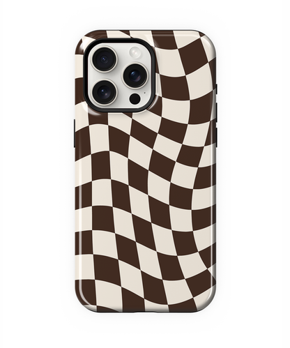 Espresso Wavy Checkers II Phone Case