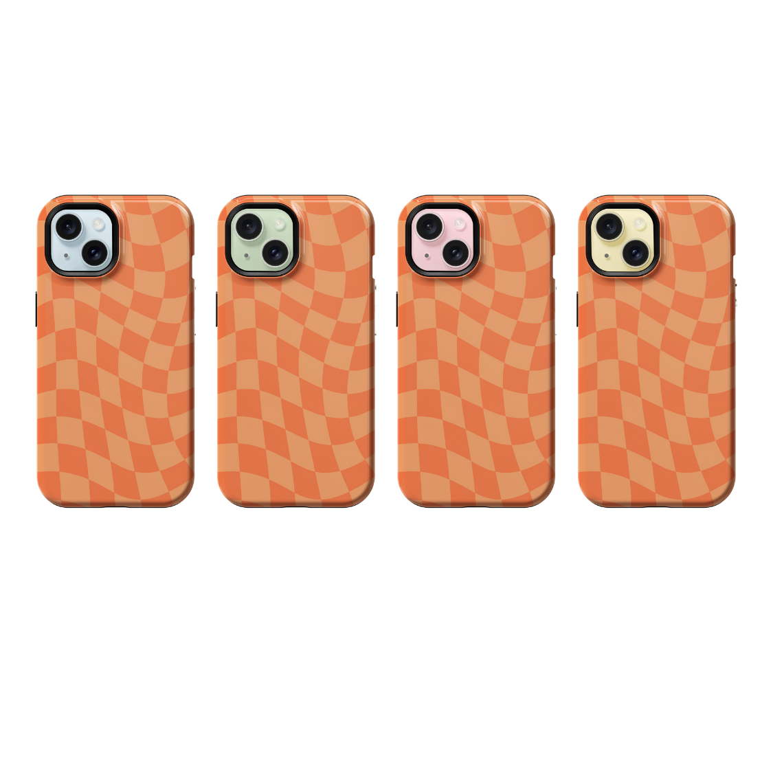 Tangerine Wavy Checkers Phone Case