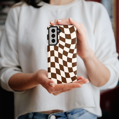 Cocoa Wavy Checkers II Galaxy Case