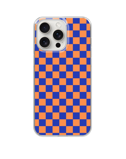 Orange & Royal Blue Team Spirit Checkered Clear Case Insert