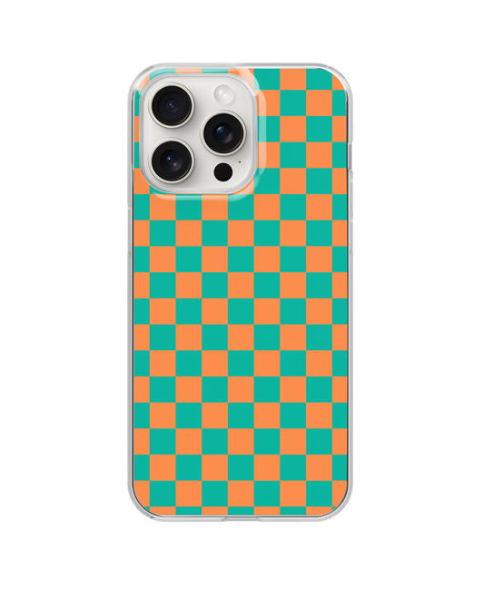 Orange & Teal Team Spirit Checkered Clear Case Insert