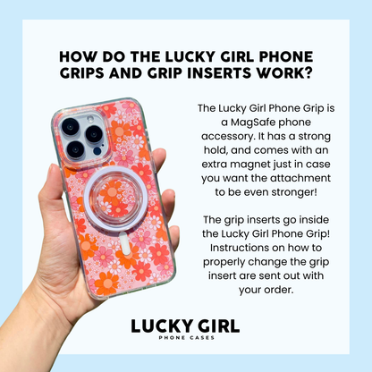 Pink Four-Leaf Frenzy Phone Grip Insert