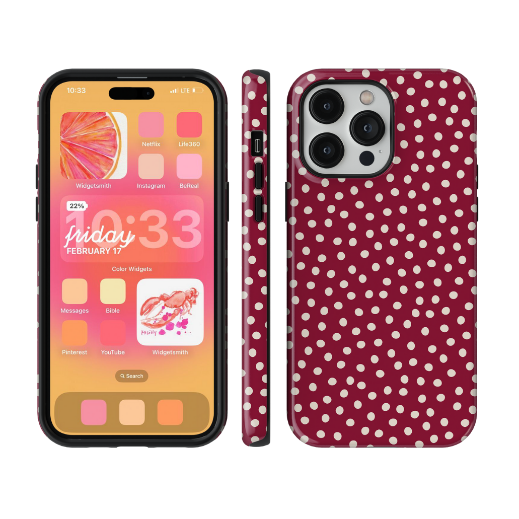 Black Cherry Dots Phone Case