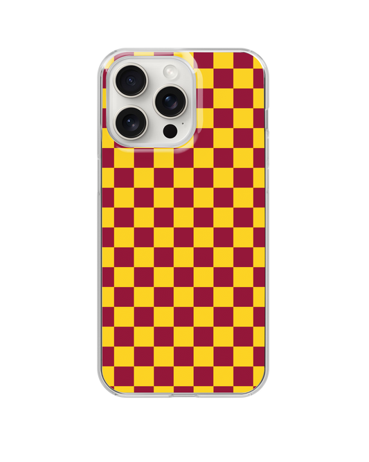 Maroon/Dark Red & Yellow Team Spirit Checkered Clear Case Insert