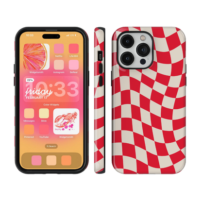 Vermillion Wavy Checkers II Phone Case