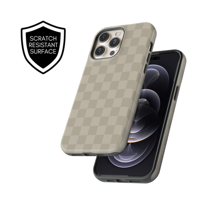 Taupe Checkers iPhone Case