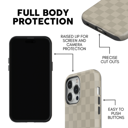 Taupe Checkers iPhone Case