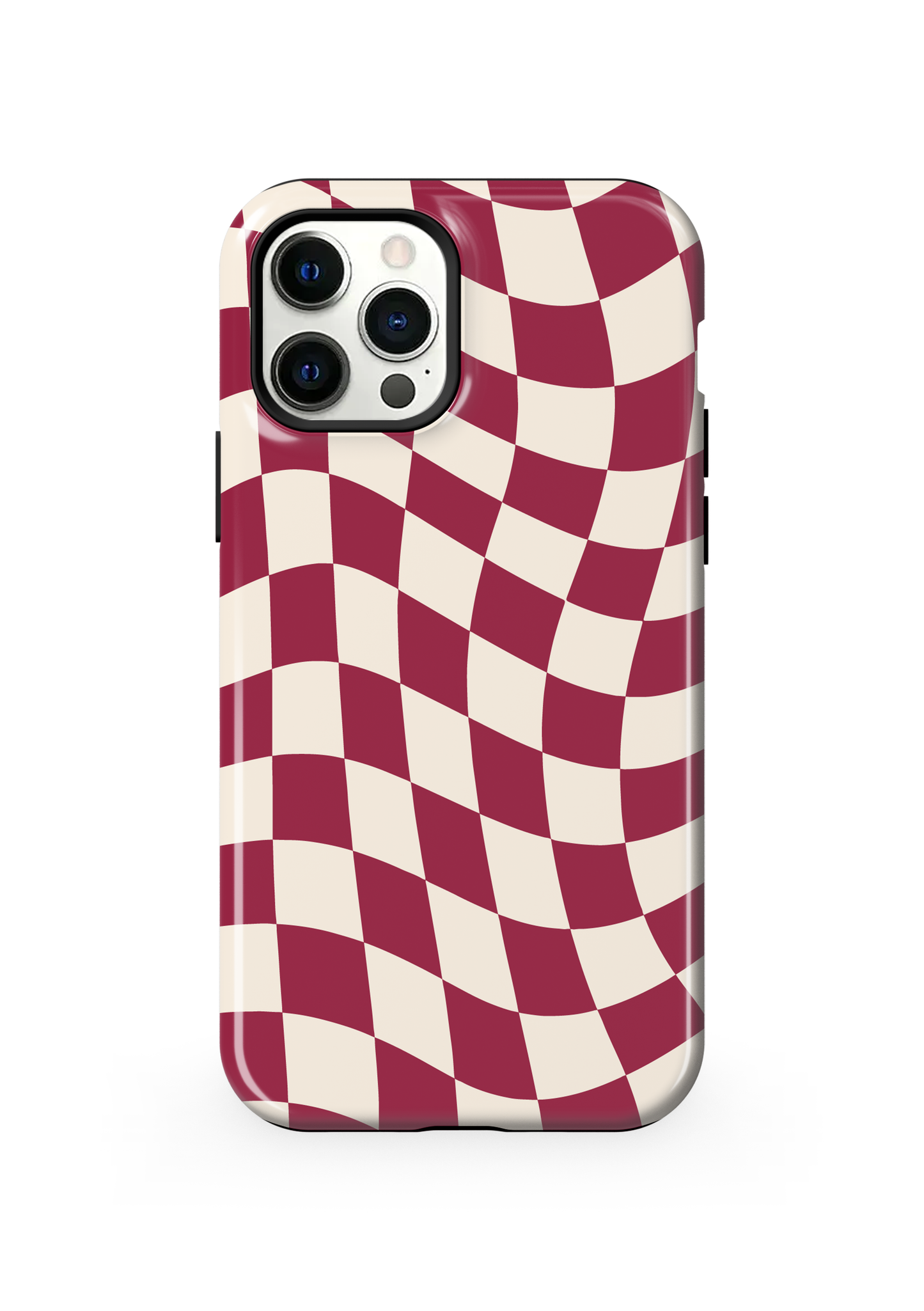 Black Cherry Wavy Checkers II Phone Case