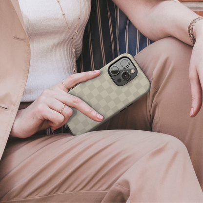 Taupe Checkers iPhone Case