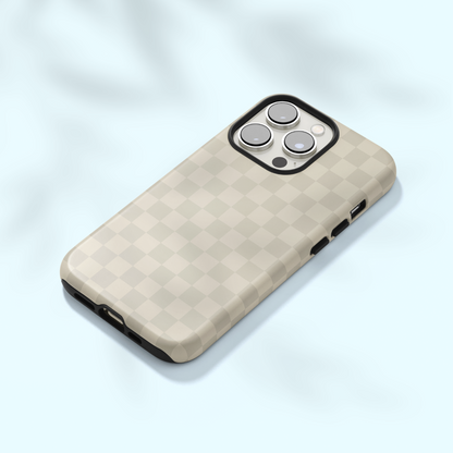 Taupe Checkers iPhone Case