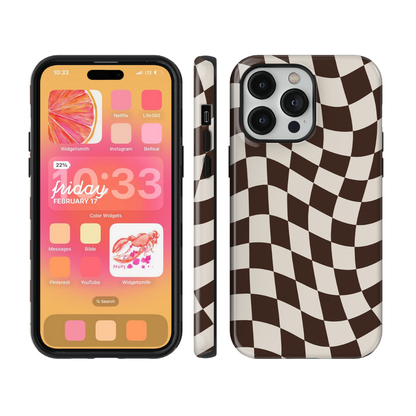 Espresso Wavy Checkers II Phone Case