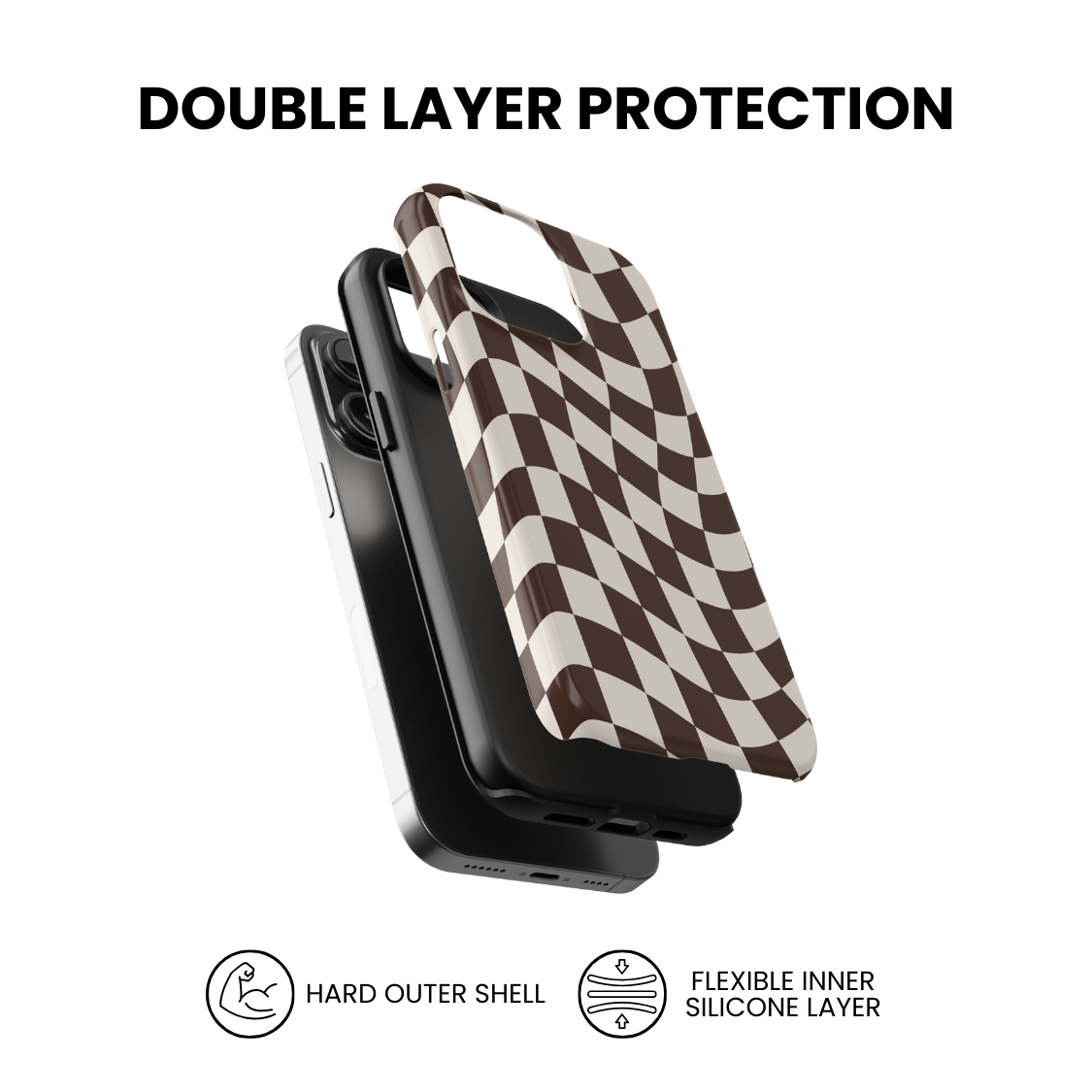 Espresso Wavy Checkers II Phone Case