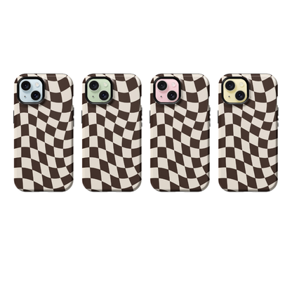 Espresso Wavy Checkers II Phone Case