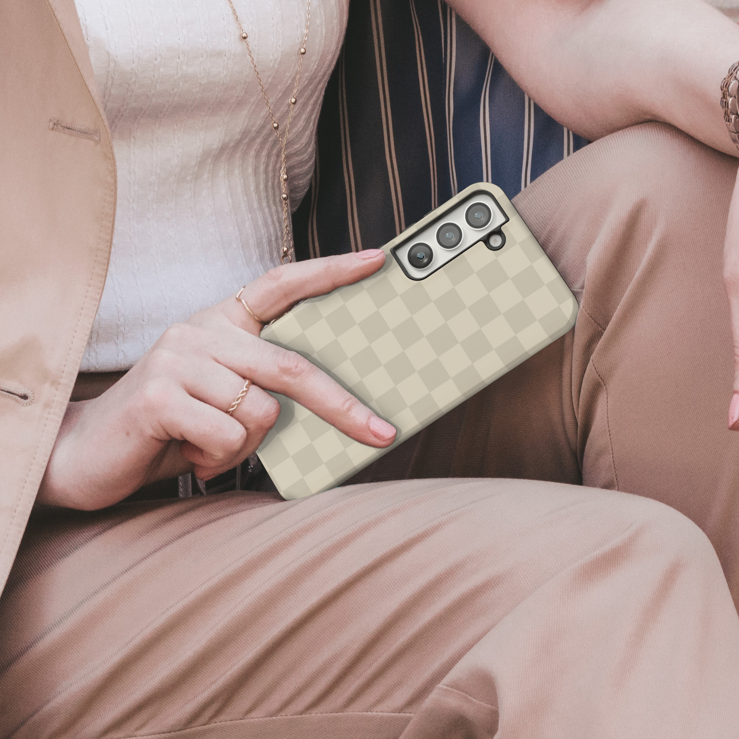 Taupe Checkers Galaxy Case