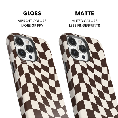 Espresso Wavy Checkers II Phone Case