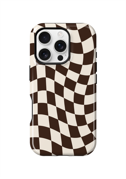 Espresso Wavy Checkers II Phone Case