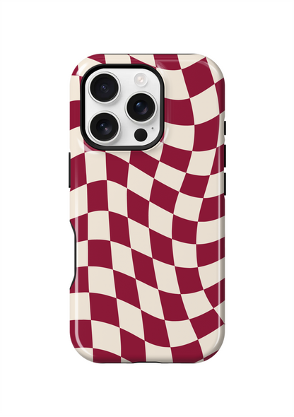 Black Cherry Wavy Checkers II Phone Case