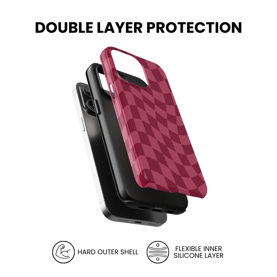 Black Cherry Wavy Checkers Phone Case