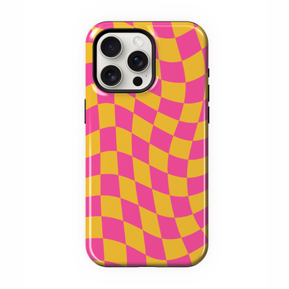 Pink Lemonade Wavy Checkers Phone Case