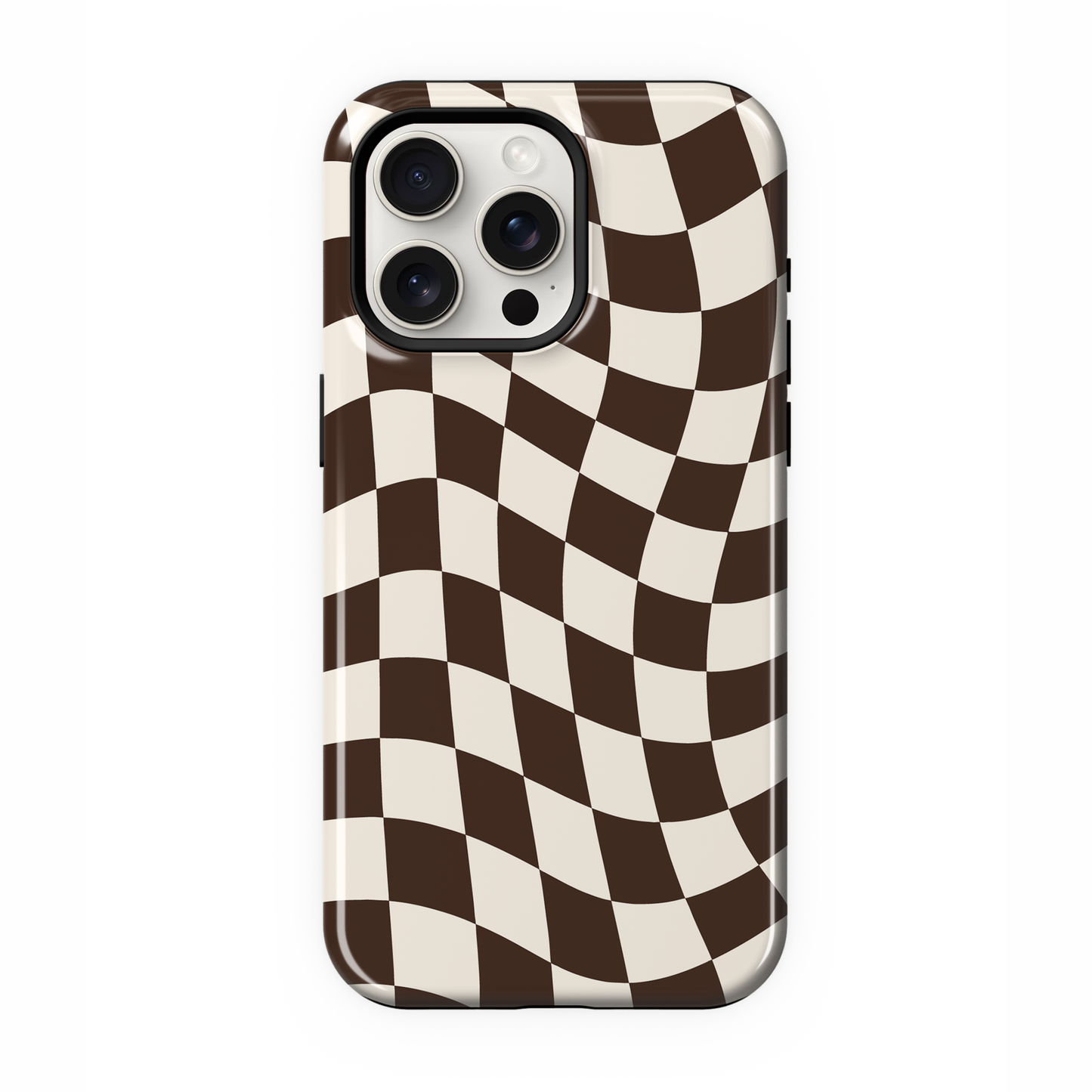 Espresso Wavy Checkers II Phone Case