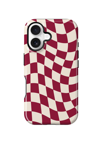 Black Cherry Wavy Checkers II Phone Case