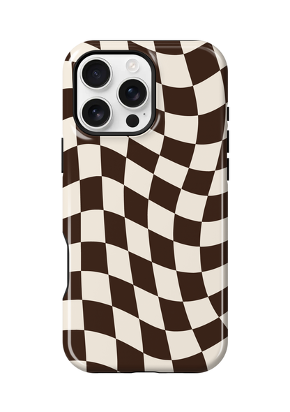 Espresso Wavy Checkers II Phone Case