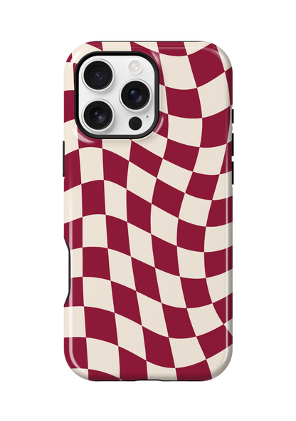 Black Cherry Wavy Checkers II Phone Case